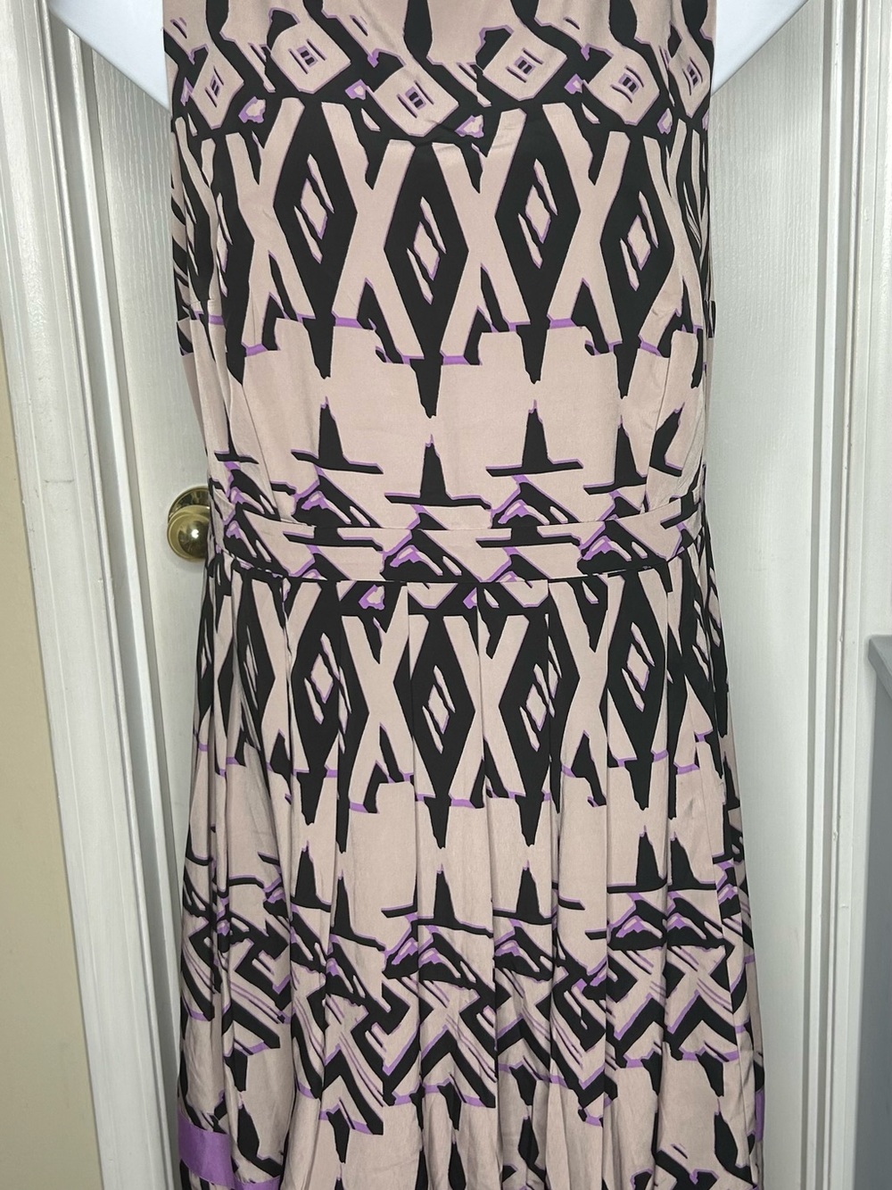 Jessica Simpson Blush Pink, Black and Lavender Geometric Midi Dress
